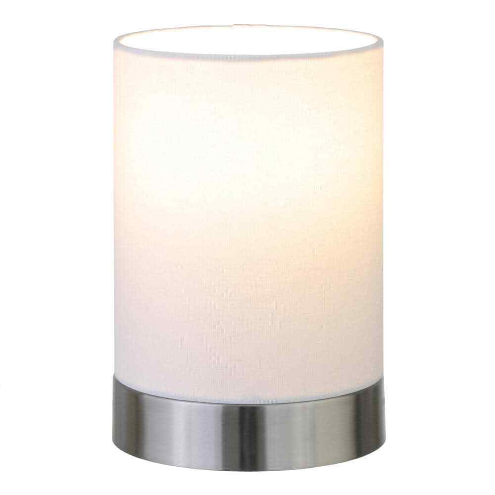 Meyer&Cross Piper 9 in. Brushed Nickel/White Uplight Mini Lamp with Fabric Shade