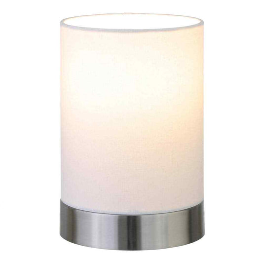 Meyer&Cross Piper 9 in. Brushed Nickel/White Uplight Mini Lamp with Fabric Shade
