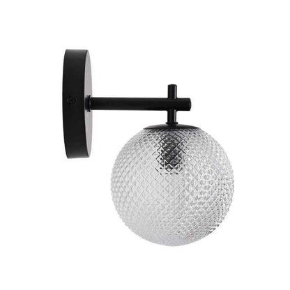 Hampton Bay Walsh 1-Light Black Wall Sconce Light with Prismatic Glass Shade