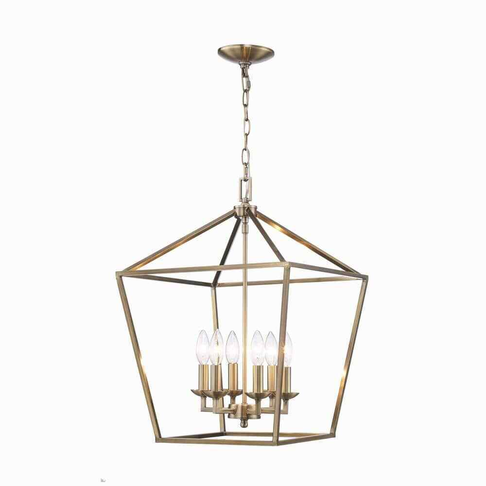 Home Decorators Weyburn 6-Light Brushed Brass Farmhouse Chandelier Light Fixture