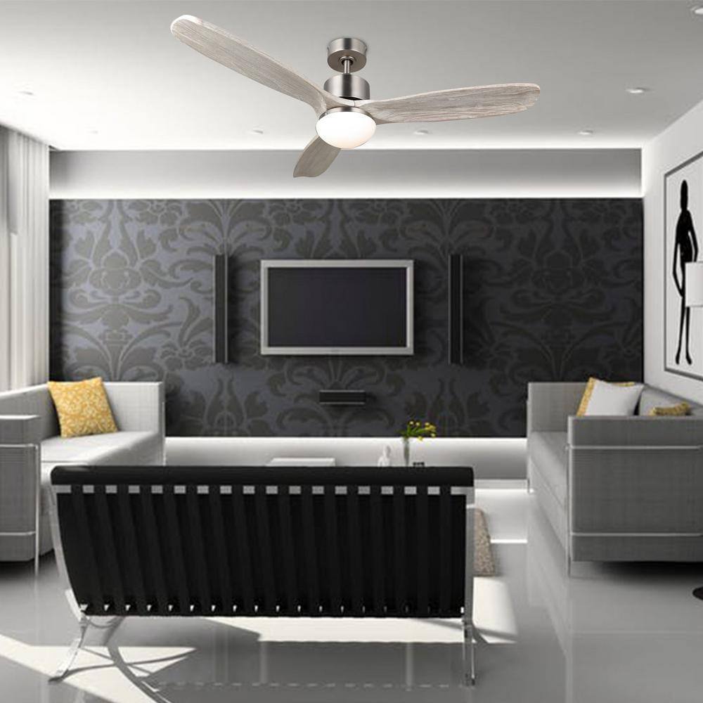 Merra 52 in. LED Brushed Nickel Ceiling Fan w/ Light Kit and Remote Control
