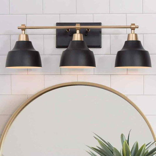 LNC Modern Black Bathroom Vanity Light w/24.5 in. 3-Light Metel Bath Wall Sconce