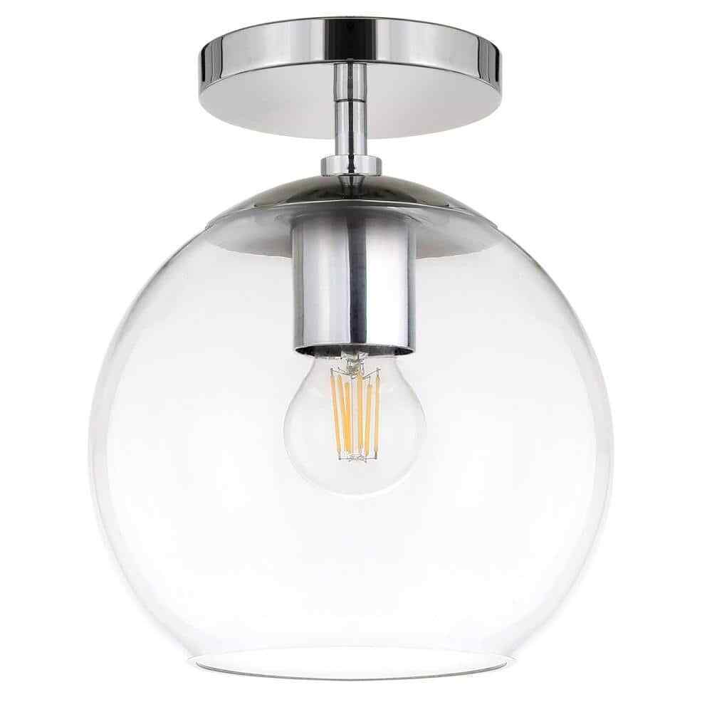 Meyer&Cross Bartlett 9 in. Polished Nickel and Clear Glass Semi-Flush Mount