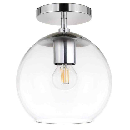Meyer&Cross Bartlett 9 in. Polished Nickel and Clear Glass Semi-Flush Mount