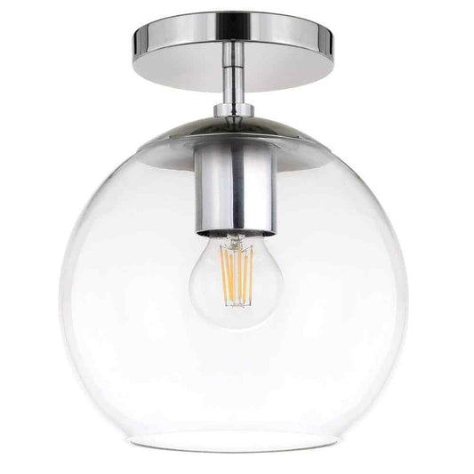 Meyer&Cross Bartlett 9 in. Polished Nickel and Clear Glass Semi-Flush Mount