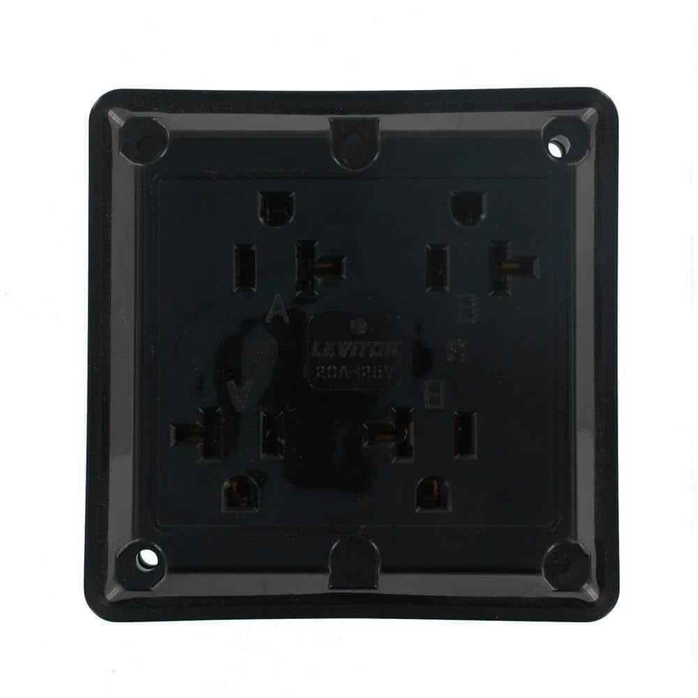 Leviton 20 Amp Industrial Grade Heavy Duty 4-in-1 Grounding Outlet Black