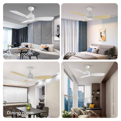 TALOYA S3 42 in. LED Light White Ceiling Fan w/ Remote Reversible DC Motor