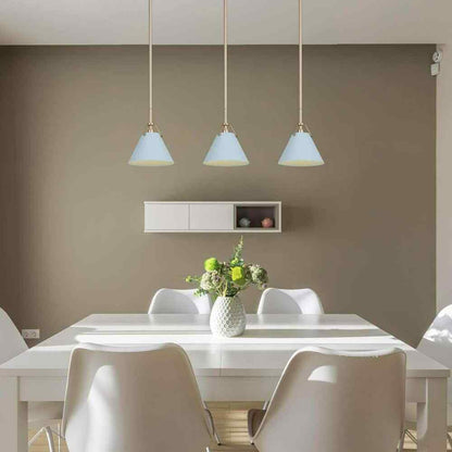 LNC Modern Grey Blue Island Pendant Light w/ Linear Gold Downrod