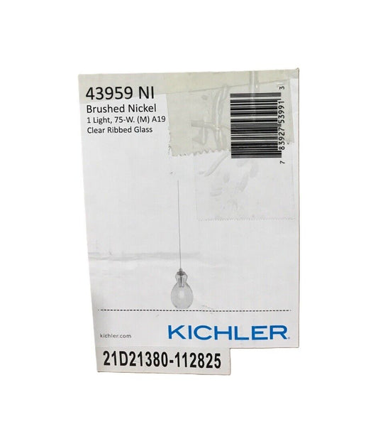 KICHLER Riviera 11.25 in. 1-Light Brushed Nickel Kitchen Mini Pendant Hanging