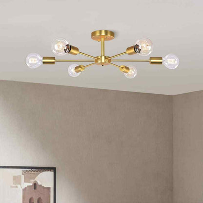 RRTYO Gallman Gold Mid-Century Pendant Ceiling Light Sputnik Semi-Flush Mount