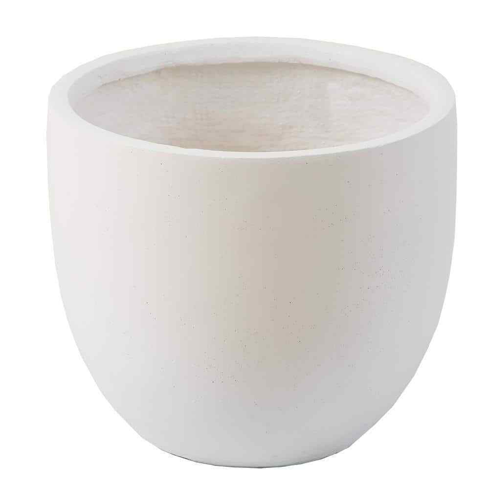LuxenHome 9.2 in. H Round Tapered White MgO Composite Planter Pot