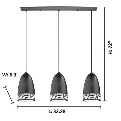 Eglo Savignano  Matte Black Linear Multi Pendant Light with Metal Shades