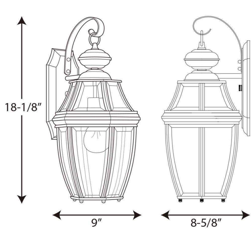 Progress Lighting New Haven Textured Black Clear Beveled Glass Wall Light