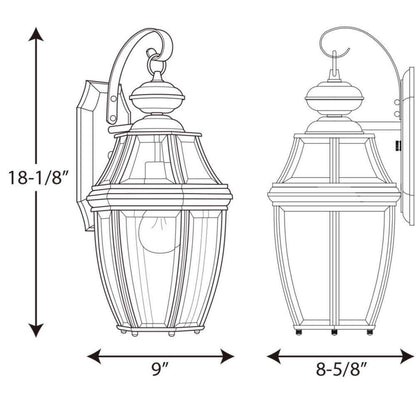 Progress Lighting New Haven Textured Black Clear Beveled Glass Wall Light