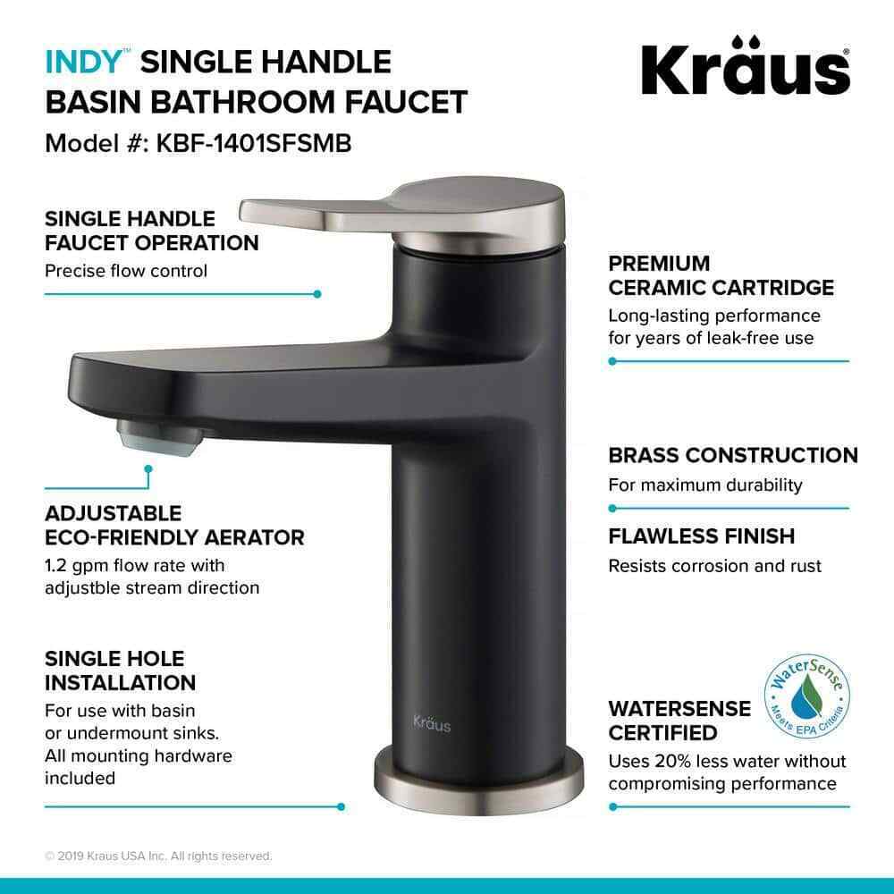 KRAUS Indy Single Hole Single-Handle Basin Bathroom Faucet