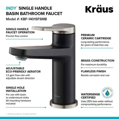 KRAUS Indy Single Hole Single-Handle Basin Bathroom Faucet