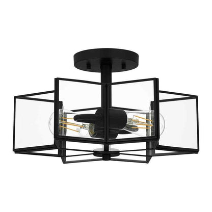 Home Decorators Collection Malena 14.25 in. 2-Light Matte Black Semi-Flush Mount