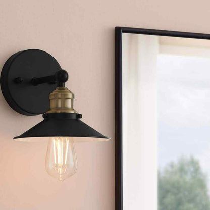 Hampton Bay Glenhurst Black and Brass Industrial Farmhouse Indoor Wall Sconce