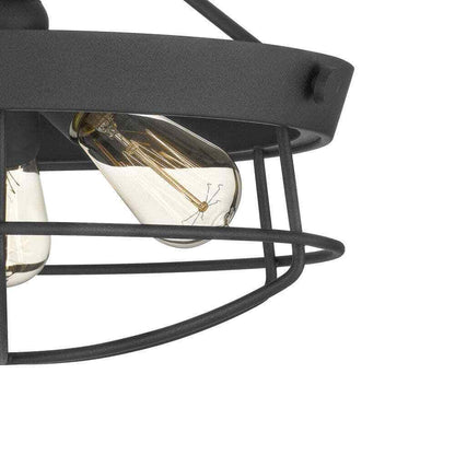 Hampton Bay Southbourne 3-Light Matte Black Rustic Farmhouse Semi-Flush Mount