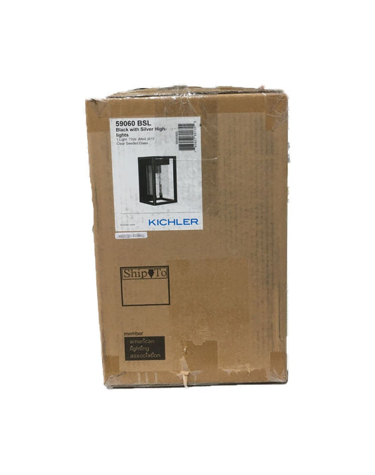KICHLER Mercer 12 in. 1-Light Black Outdoor Hardwired Wall Lantern Sconce