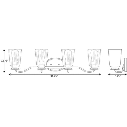 Progress Lighting Durrell Collection 4Light Matte Black Clear Glass Vanity Light