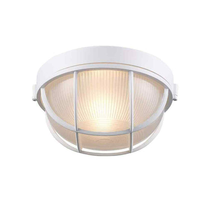 Bel Air Lighting Aria 10 in. 1-Light White Round Bulkhead Outdoor Wall Light
