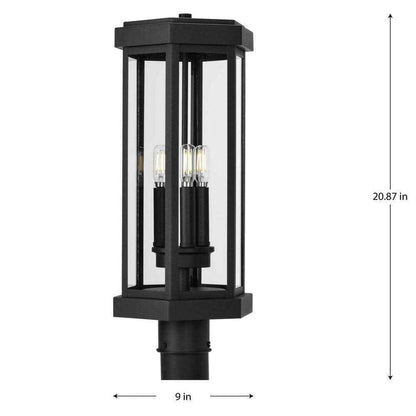 Progress Lighting 3-Light Textured Black Ramsey Steel Hardwired Post Light