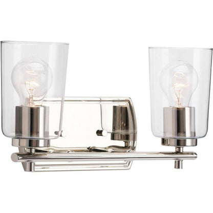 Progress Lighting Adley 2-Light Polished Nickel Clear Glass Bath Vanity Light