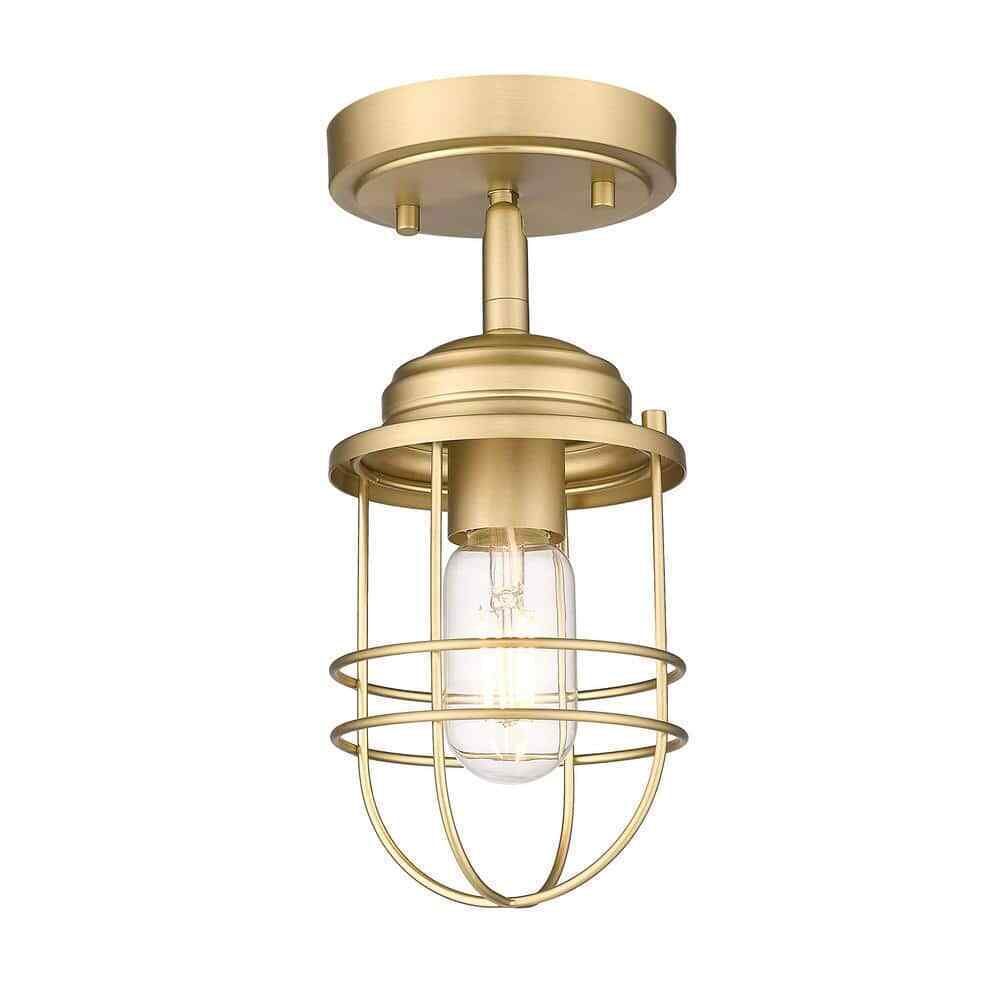 Golden Lighting Seaport 4.63 in. 1-Light Champagne Bronze Semi-Flush Mount
