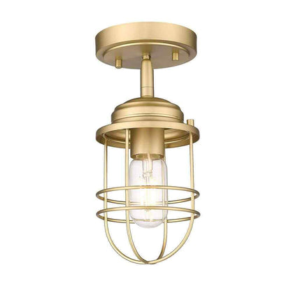 Golden Lighting Seaport 4.63 in. 1-Light Champagne Bronze Semi-Flush Mount