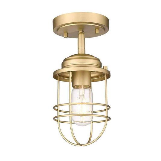 Golden Lighting Seaport 4.63 in. 1-Light Champagne Bronze Semi-Flush Mount