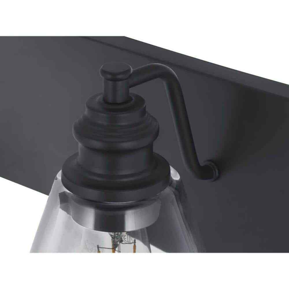 Hampton Bay Manor 24 in. 3-Light Matte Black Industrial Bathroom Vanity Light