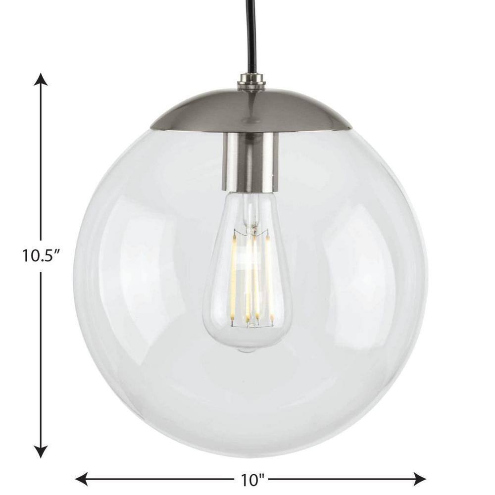 Progress Lighting Atwell Brushed Nickel Clear Glass Globe Pendant Hanging Light