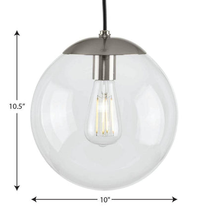Progress Lighting Atwell Brushed Nickel Clear Glass Globe Pendant Hanging Light
