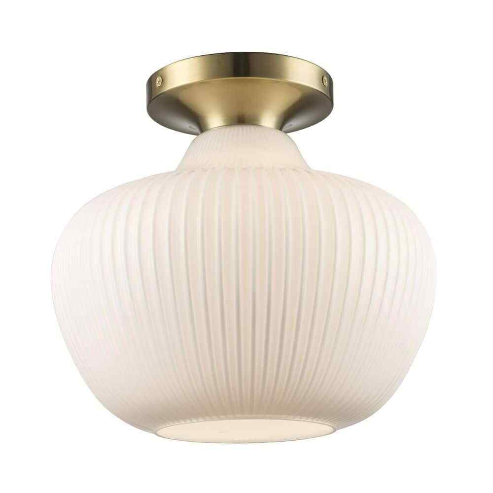 Home Decorators Pompton 12 in. 1-Light Gold Semi-Flush Mount Ceiling Light