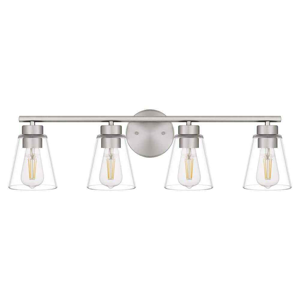 Hampton Bay Eastburn 28.13 in. 4-Light Brushed Nickel Vanity Light