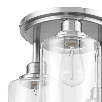 Globe Electric Annecy 3-Light Brushed Steel Semi-Flush Mount Ceiling Light