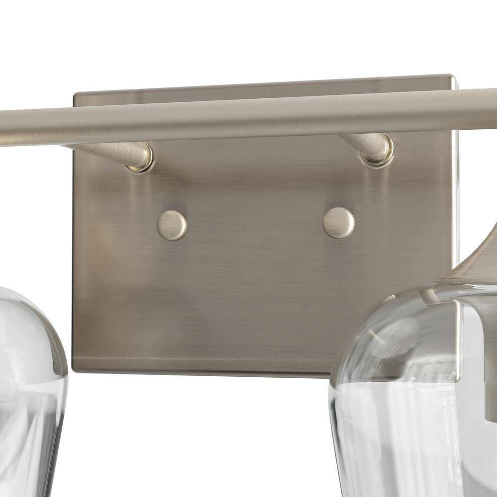 Merra 2-Light Brushed Nickel Wall Sconce Vanity Lights with Glass Shade