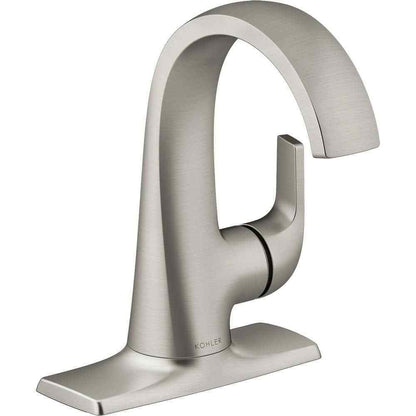 KOHLER Cursiva Single Handle Single Hole Bathroom Faucet, Vibrant Brushed Nickel