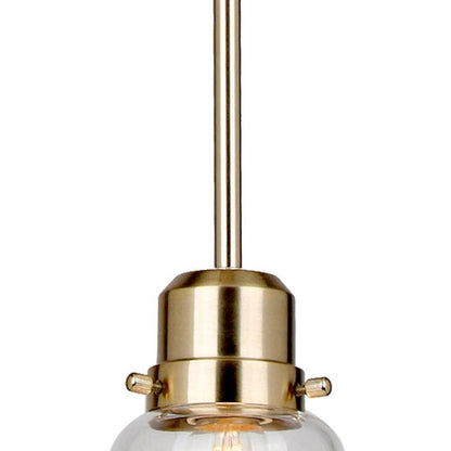 Hampton Bay Timphaven 1-Light Brass Shaded Mini-Pendant Clear Glass