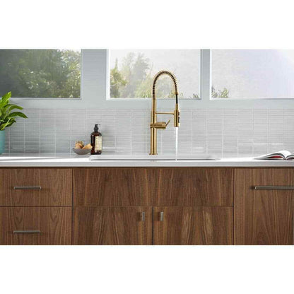 KOHLER Crue Single-Handle Pull-Down Sprayer Faucet, Vibrant Brushed Modern Brass