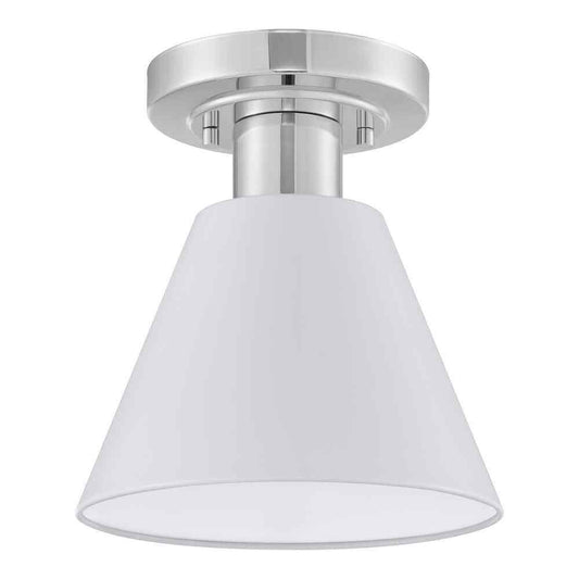 Hampton Bay Finley 8 in. 1-Light White and Chrome Semi-Flush Mount Light Fixture
