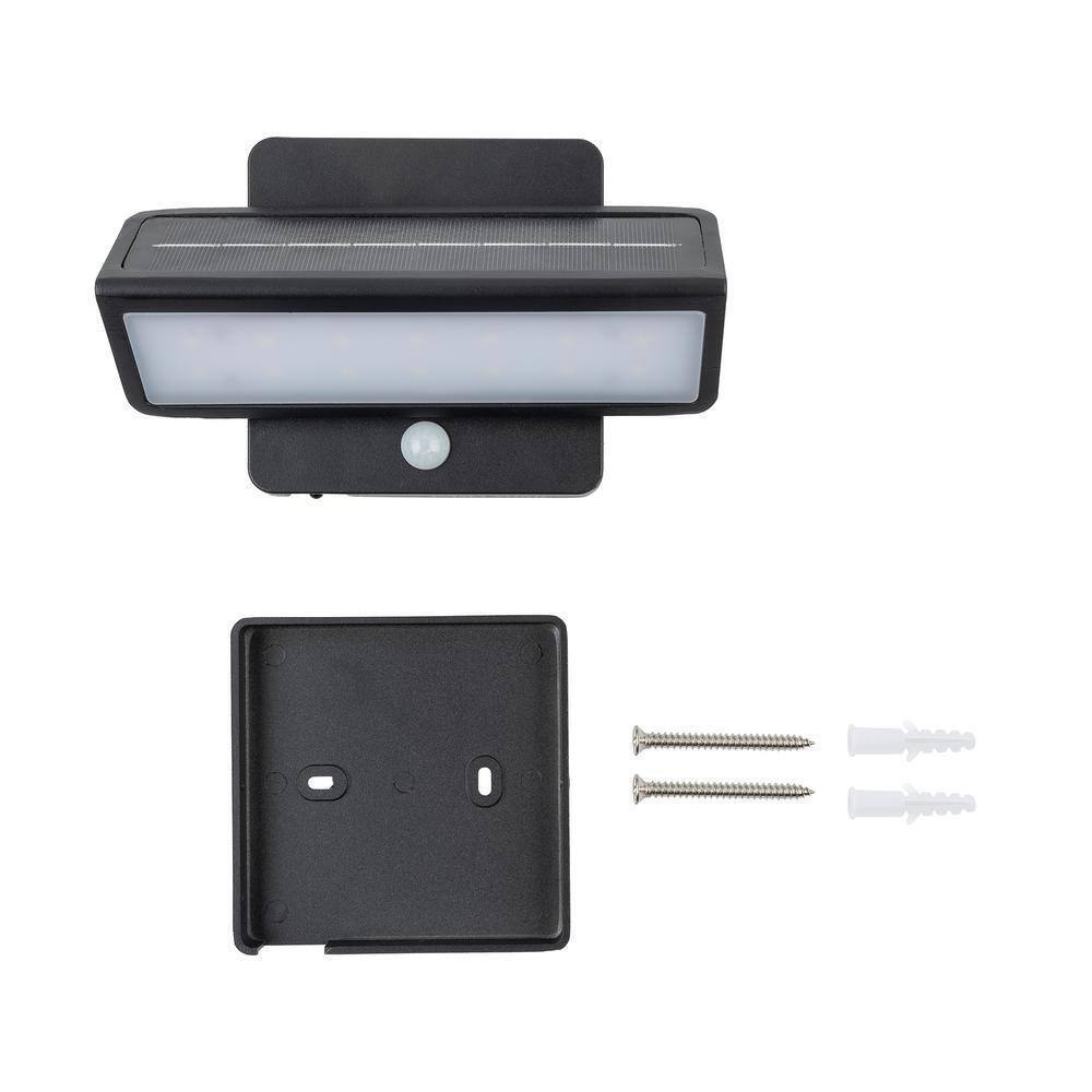 GAMA SONIC Black Outdoor Solar Warm White LED Motion Sensing Security Light