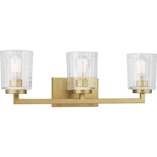 Home Decorators Westlyn 3-Light Brushed Brass Vanity Light w/ Glass Shades