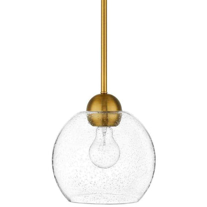 Home Decorators Collection Jill 1-Light Gold Pendant Seeded Glass Shade