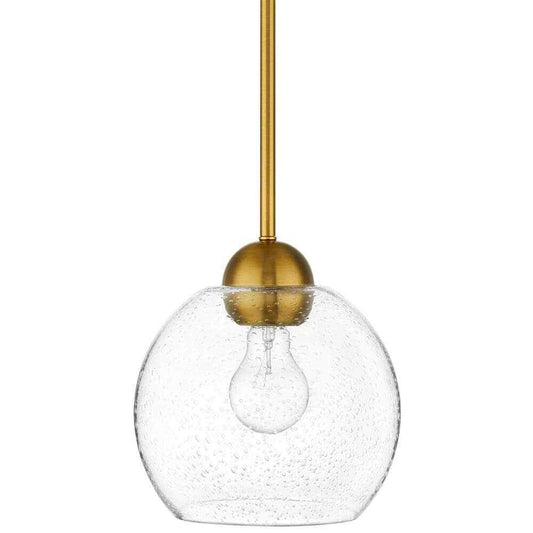 Home Decorators Collection Jill 1-Light Gold Pendant Seeded Glass Shade