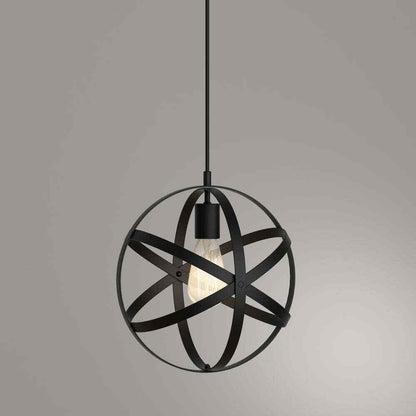 Home Decorators Orbit 1-Light Black Mini Pendant with Black Metal Strap Design