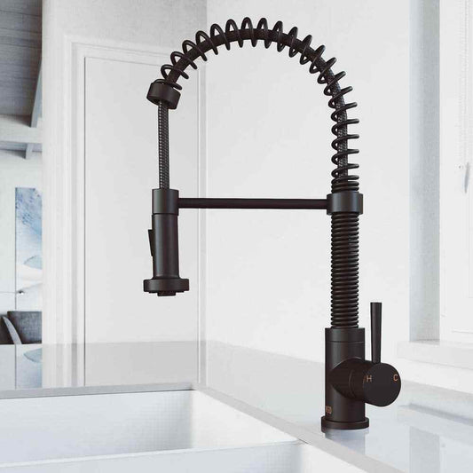 VIGO Edison Single Handle Pull-Down Sprayer Kitchen Faucet in Matte Black
