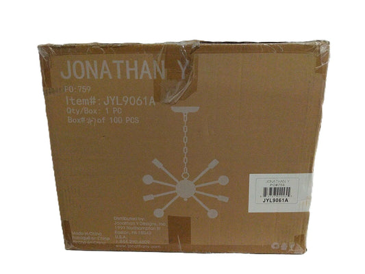 JONATHAN Y Orbit 19.5 in. 10-Light Black Adjustable Iron Modern LED Chandelier
