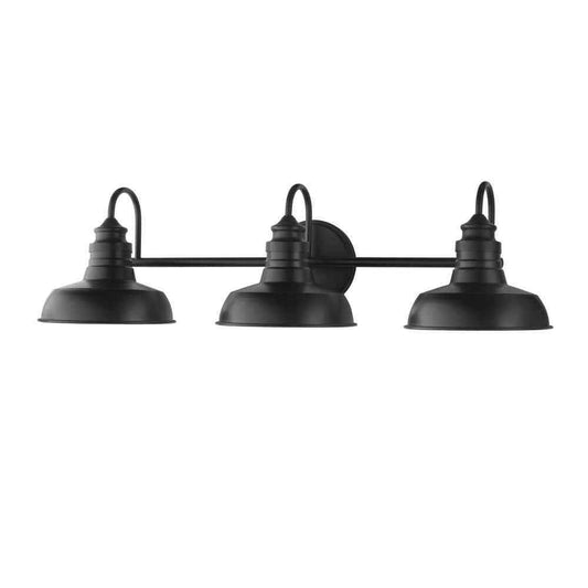 Hampton Bay 29 in. Elmcroft 3-Light Matte Black Vanity Light w/ Metal Shades